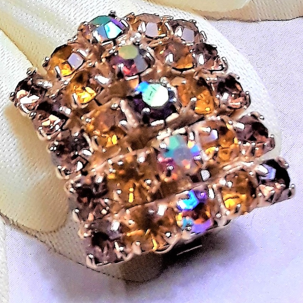 Weiss Aurora Borealis Rectangle Rhinestone Ear - image 7